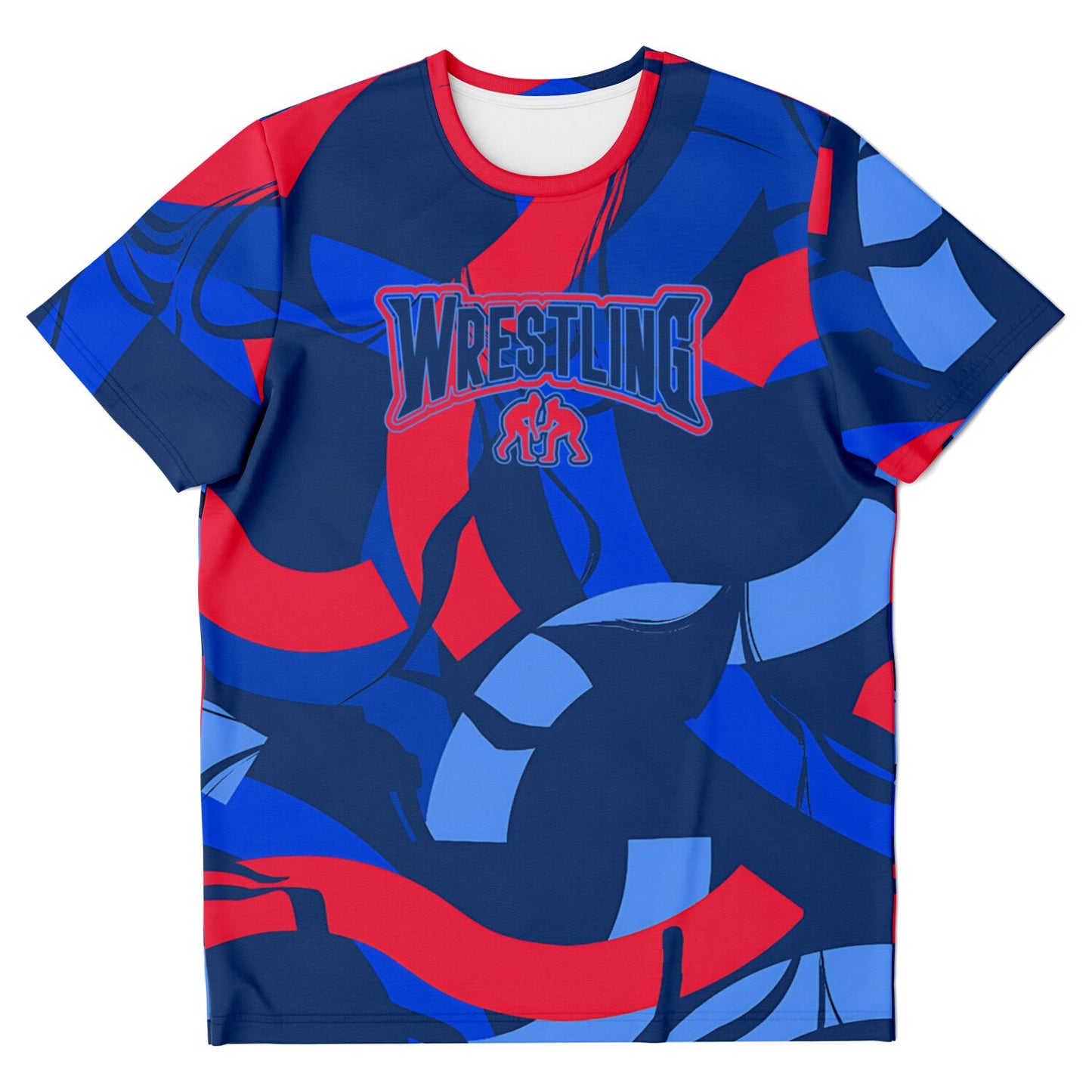 4Wrestlers Patriotic Red & Blue Abstract Womens Wrestling All Over Print T-shirt