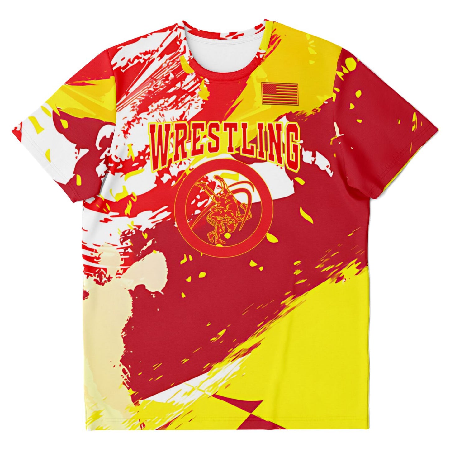 Wrestling Red, White, Neon Green Abstract All Over Print Premium T-shirt