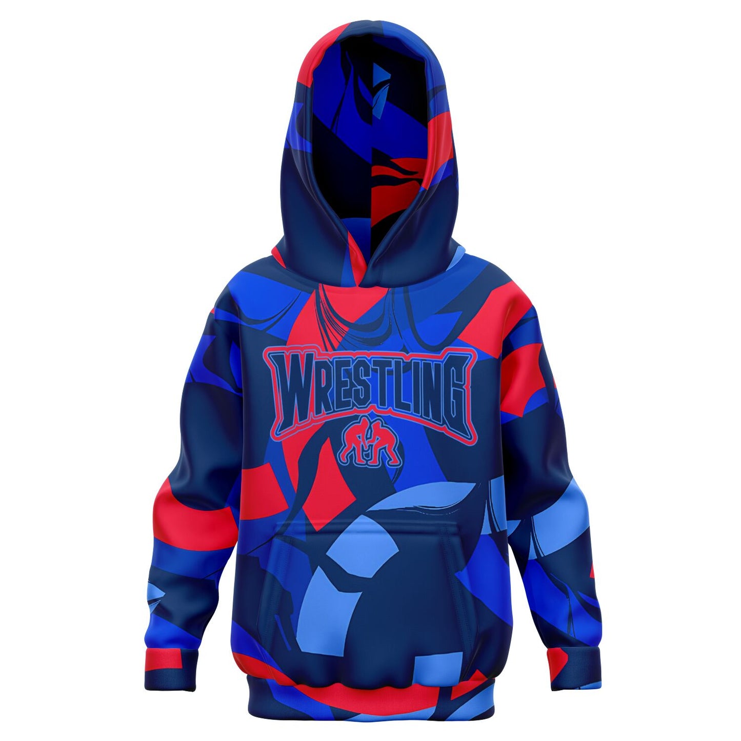 4Wrestlers Patriotic Red & Blue Youth Girls Wrestling Athletic Kids Hoodie - AOP