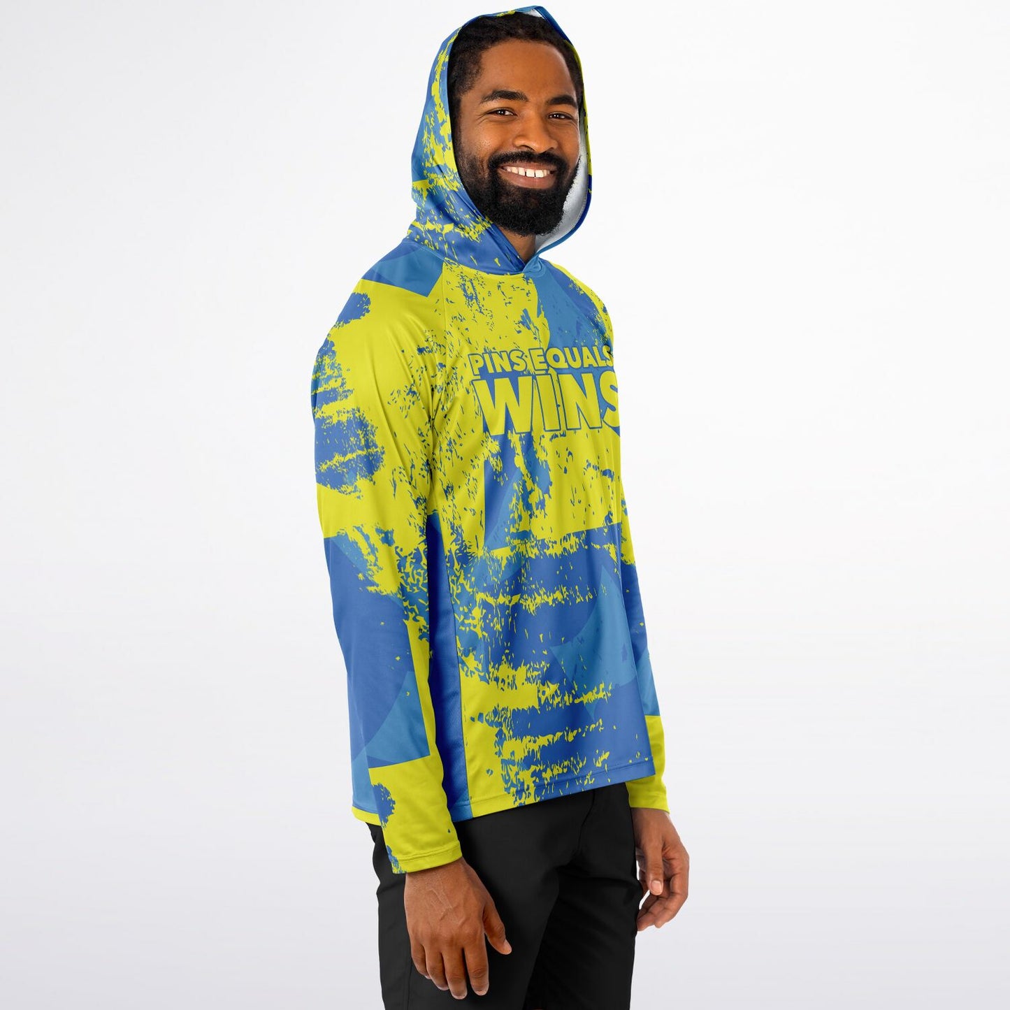4Wrestlers Pins Equals Wins Men's Wrestling Long Sleeve Hooded Performance Shirt - AOP