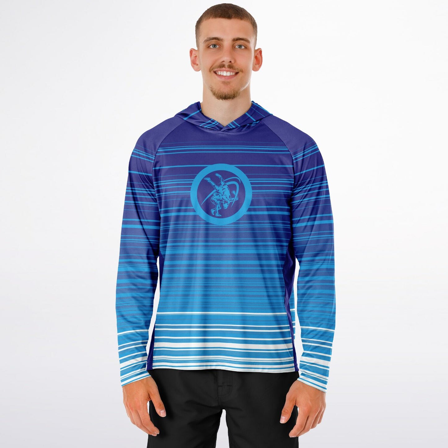4Wrestlers 24-7 Wrestling Men's Long Sleeve Hooded Performance Shirt - AOP