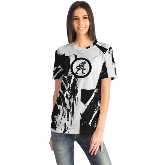 4Wrestlers Abstract Black and White Womens Wrestling All Over Print T-shirt