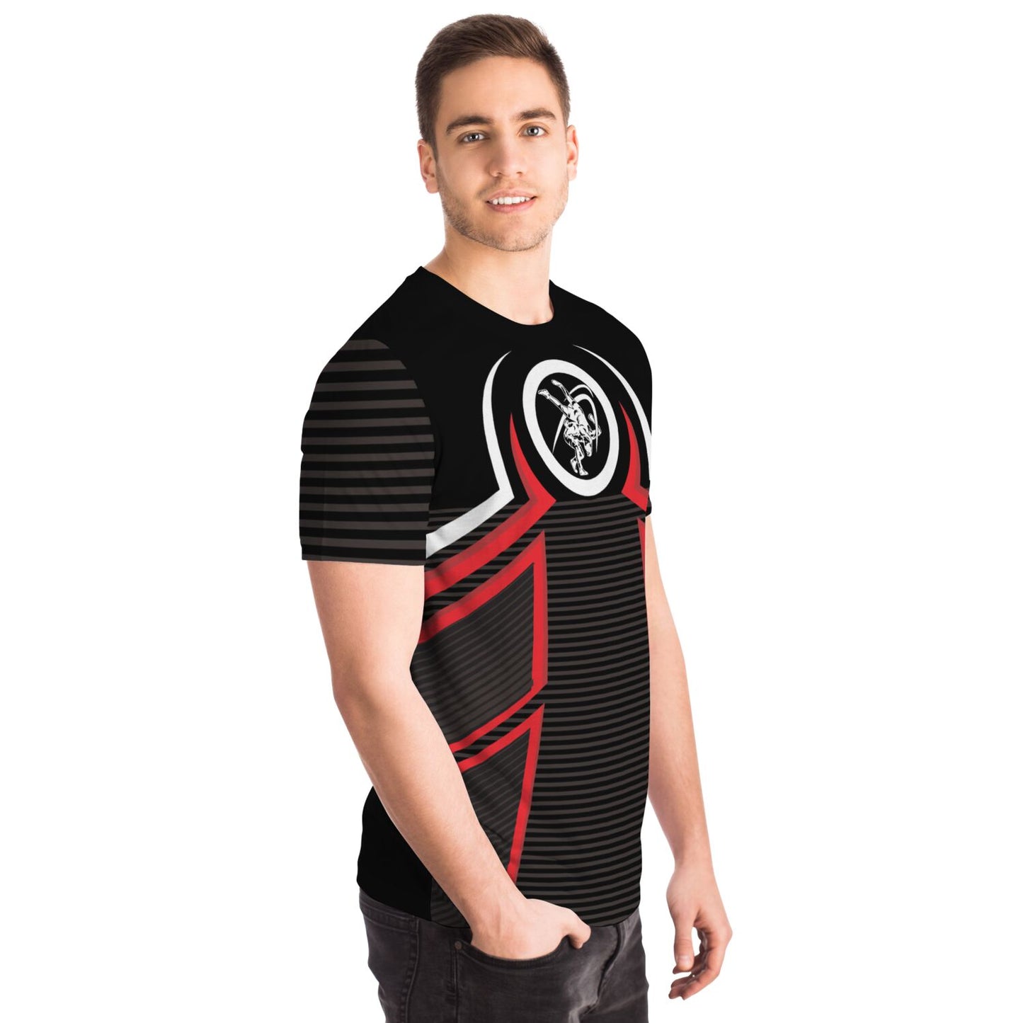 4Wrestlers Red, White and Black All Over Print Premium T-shirt