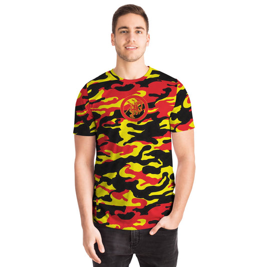 Wrestling Red, Black and Yellow Camo All Over Print Premium T-shirt