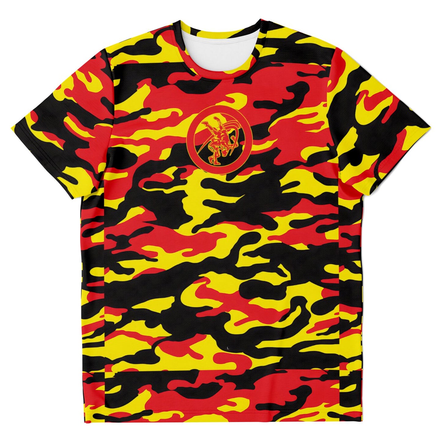 Wrestling Red, Black and Yellow Camo All Over Print Premium T-shirt