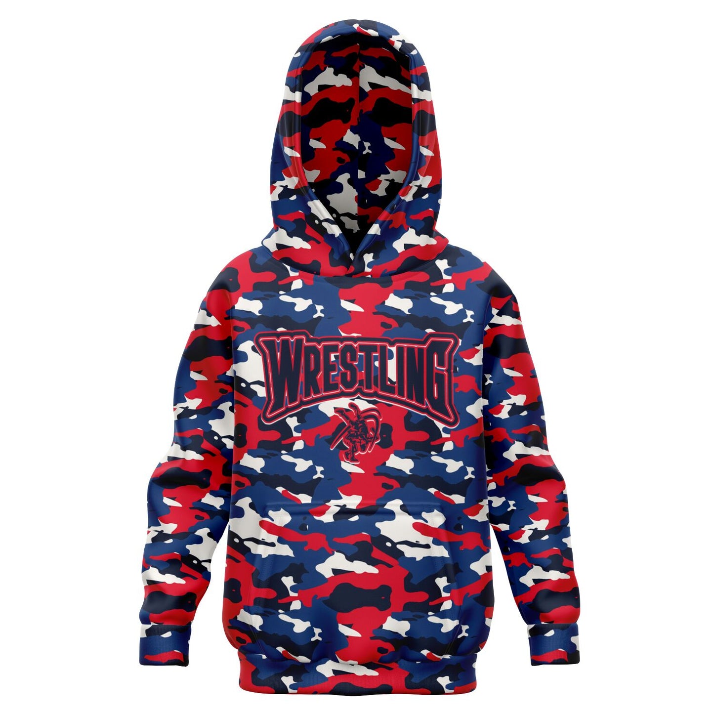 4Wrestlers Patriotic Red White Blue Camo Youth Wrestling Athletic Kids Hoodie - AOP