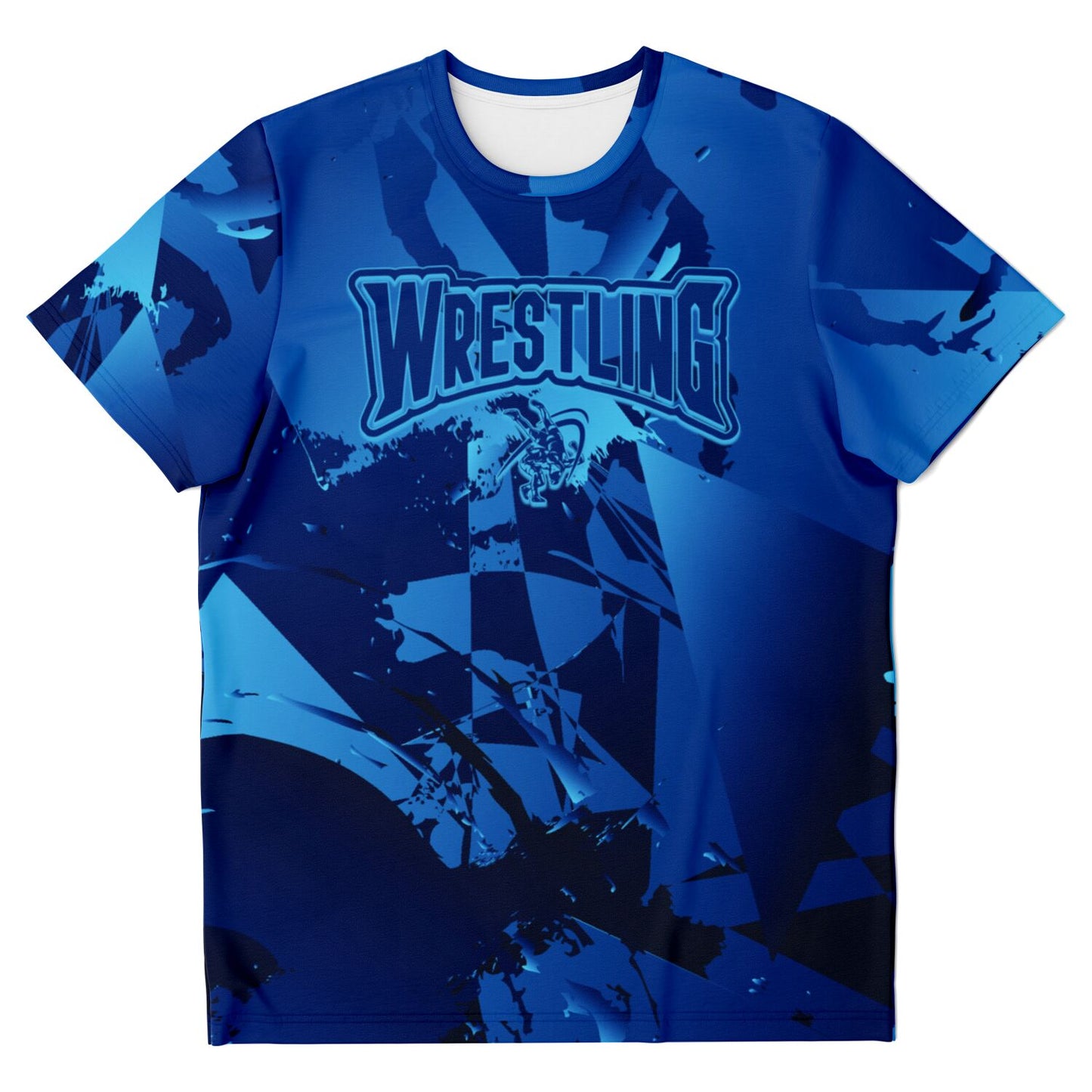 Mens Wrestling Abstract Blue Wrestler Sublimated T-shirt