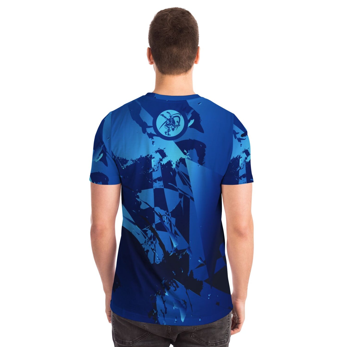 Mens Wrestling Abstract Blue Wrestler Sublimated T-shirt