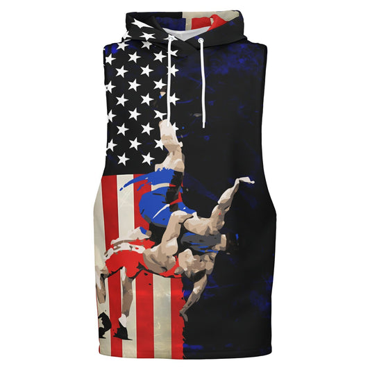 American Flag Wrestling Sleeveless Hoodie