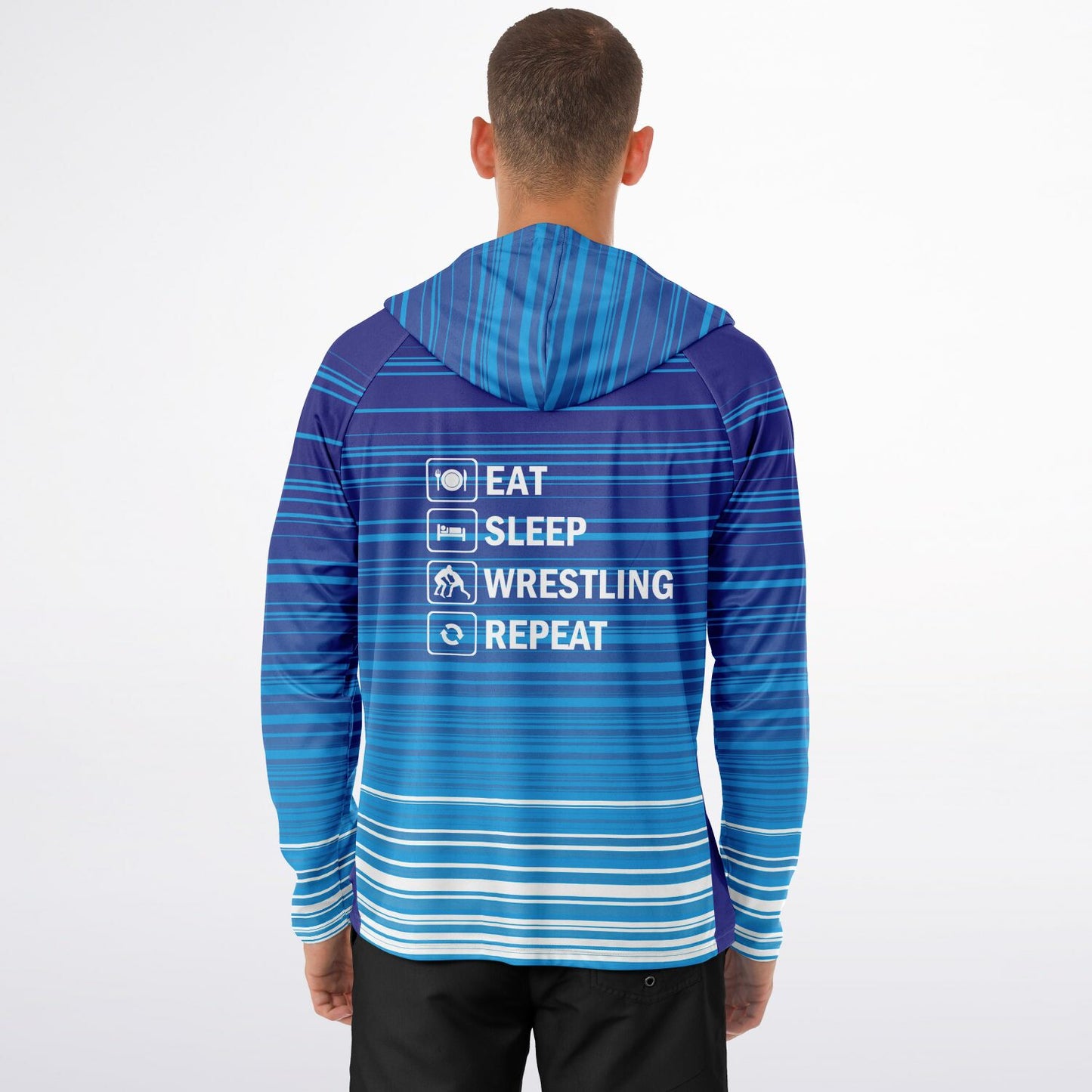 4Wrestlers 24-7 Wrestling Men's Long Sleeve Hooded Performance Shirt - AOP