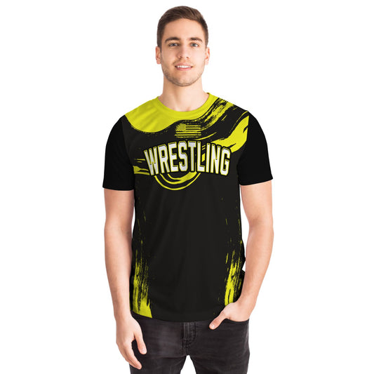 Wrestling Black and Neon Green Abstract All Over Print Premium T-shirt