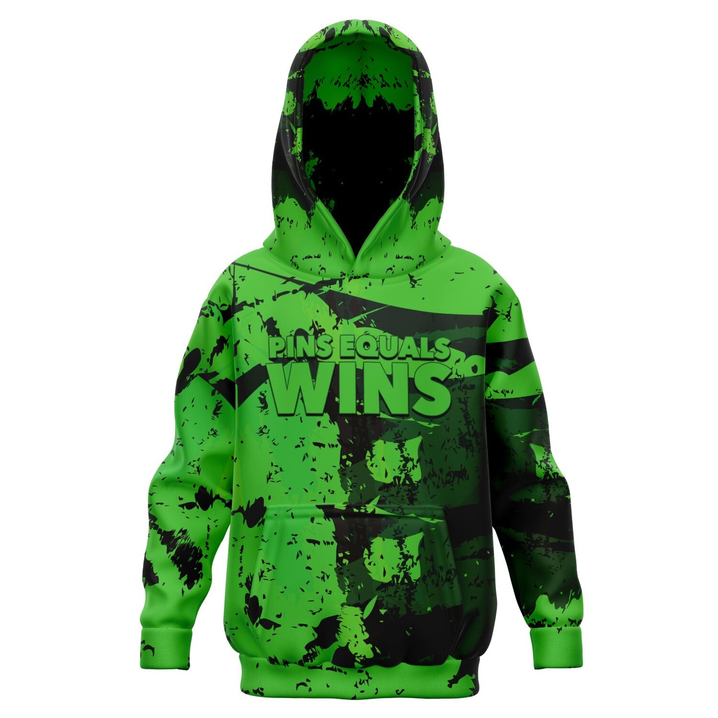 4Wrestlers Green Pins Equals Wins Youth Wrestling Athletic Kids Hoodie - AOP