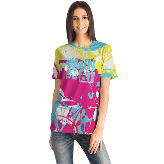 4Wrestlers Hot Pink & Yellow Own the Mat Women's Wrestling T-shirt