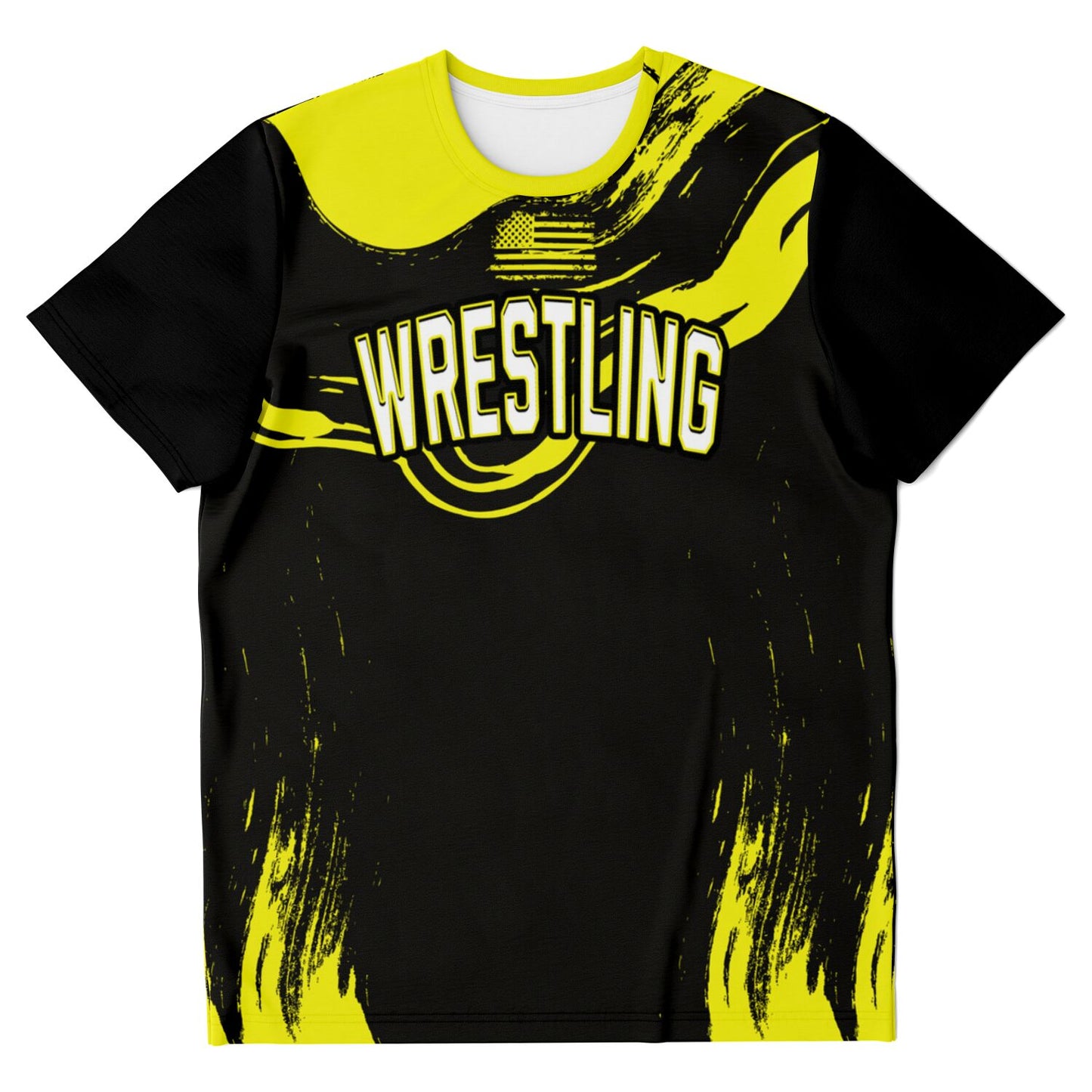 Wrestling Black and Neon Green Abstract All Over Print Premium T-shirt