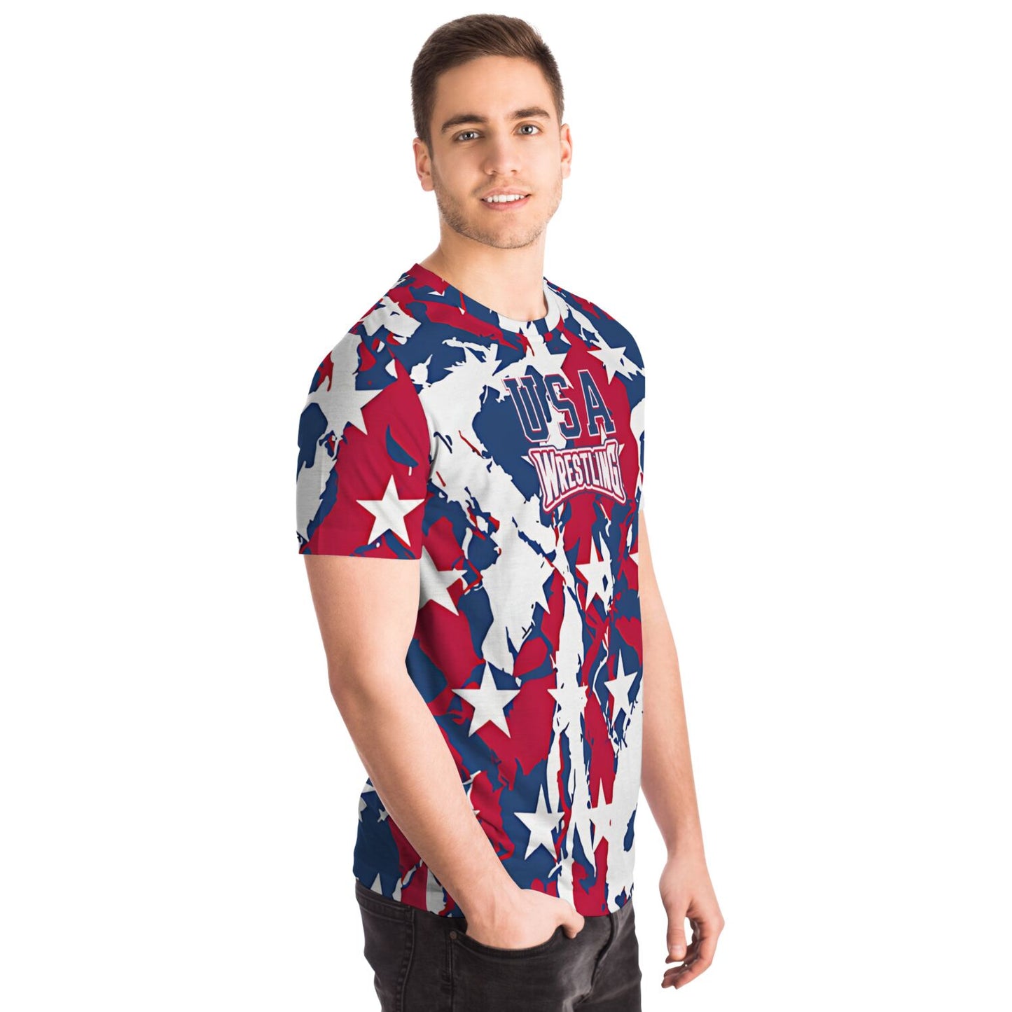 USA Wrestling Patriotic Print Premium T-Shirt
