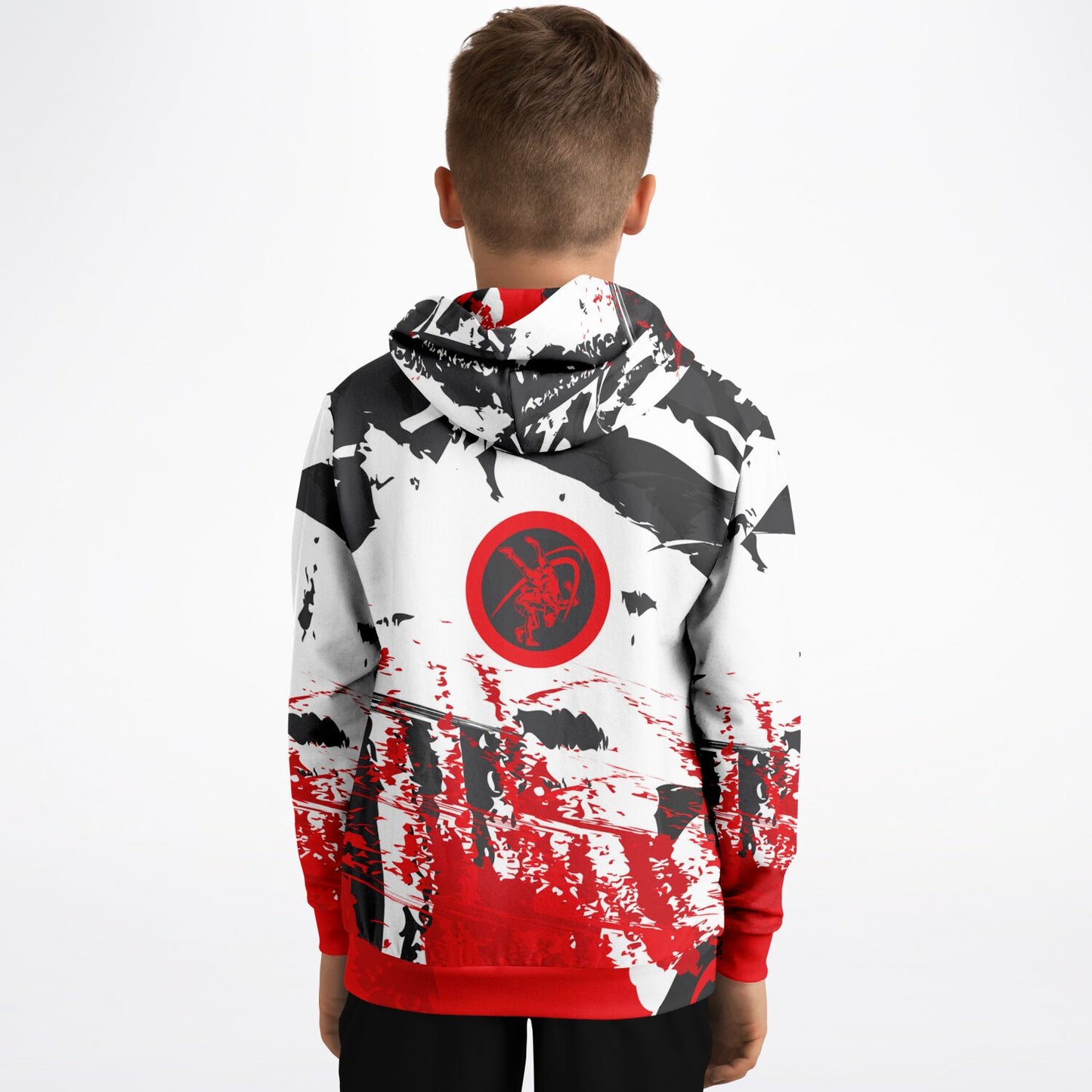 4Wrestlers Red & White Splatter Youth Wrestling Athletic Kids Hoodie - AOP