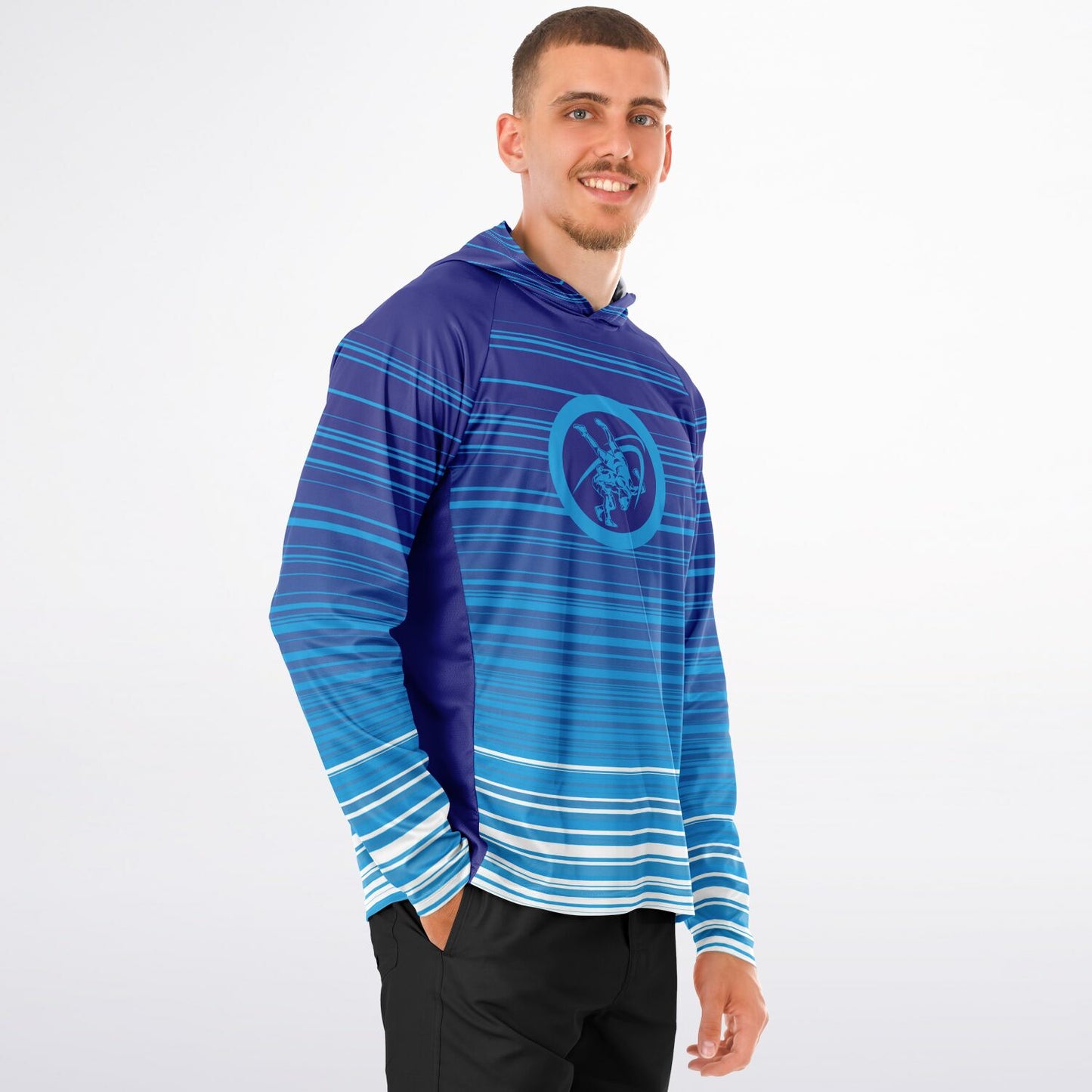 4Wrestlers 24-7 Wrestling Men's Long Sleeve Hooded Performance Shirt - AOP