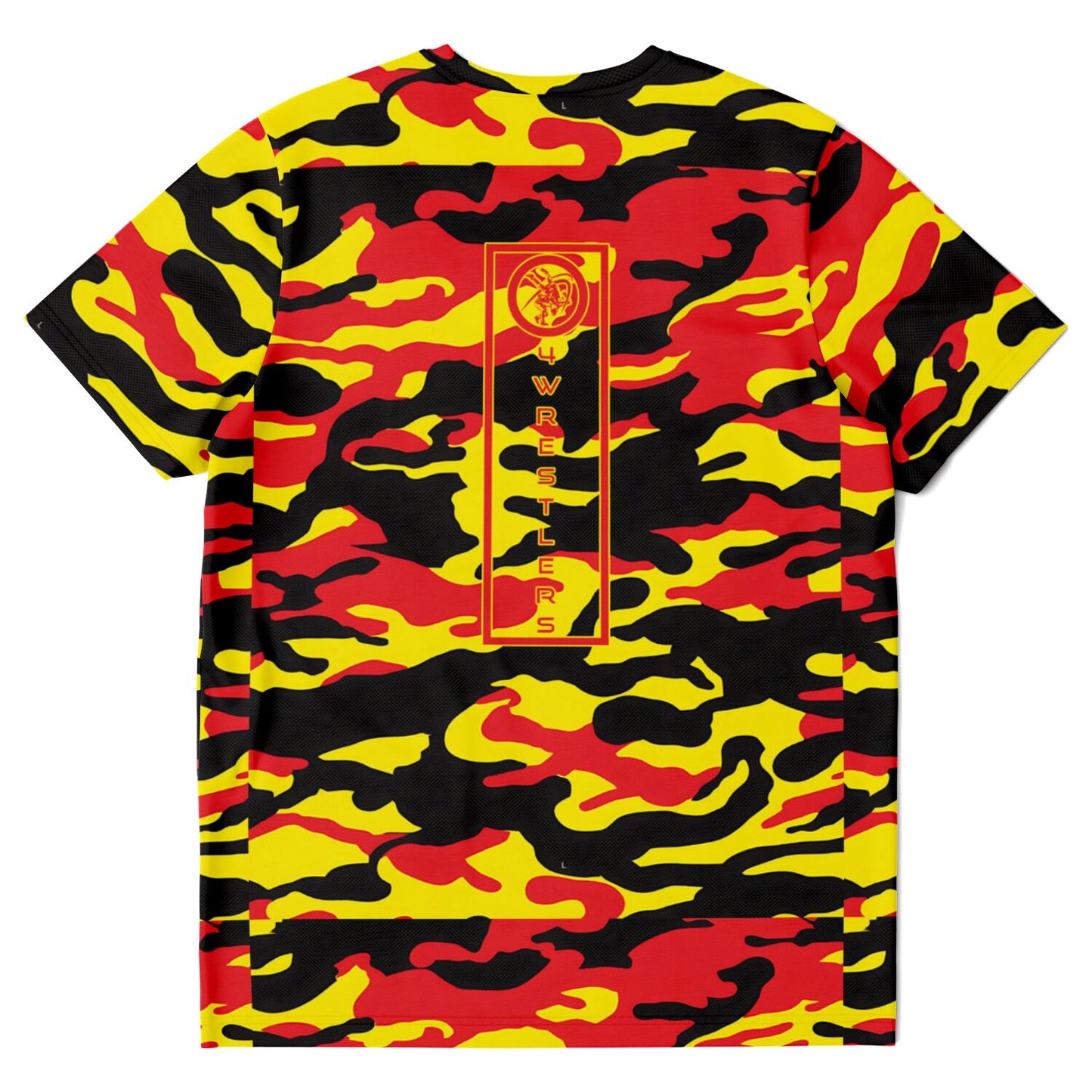 Wrestling Red, Black and Yellow Camo All Over Print Premium T-shirt