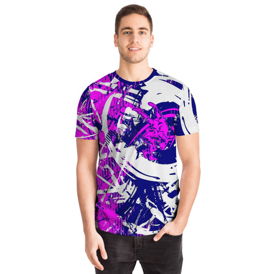 4Wrestlers Purple and White Abstract All Over Print Premium T-shirt