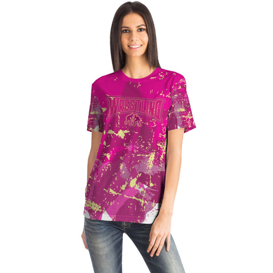 4Wrestlers Hot Pink Abstract Womens Wrestling T-shirt
