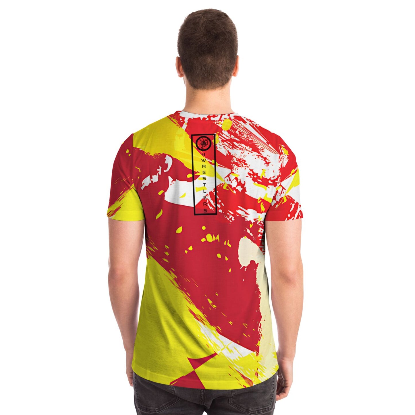 Wrestling Red, White, Neon Green Abstract All Over Print Premium T-shirt