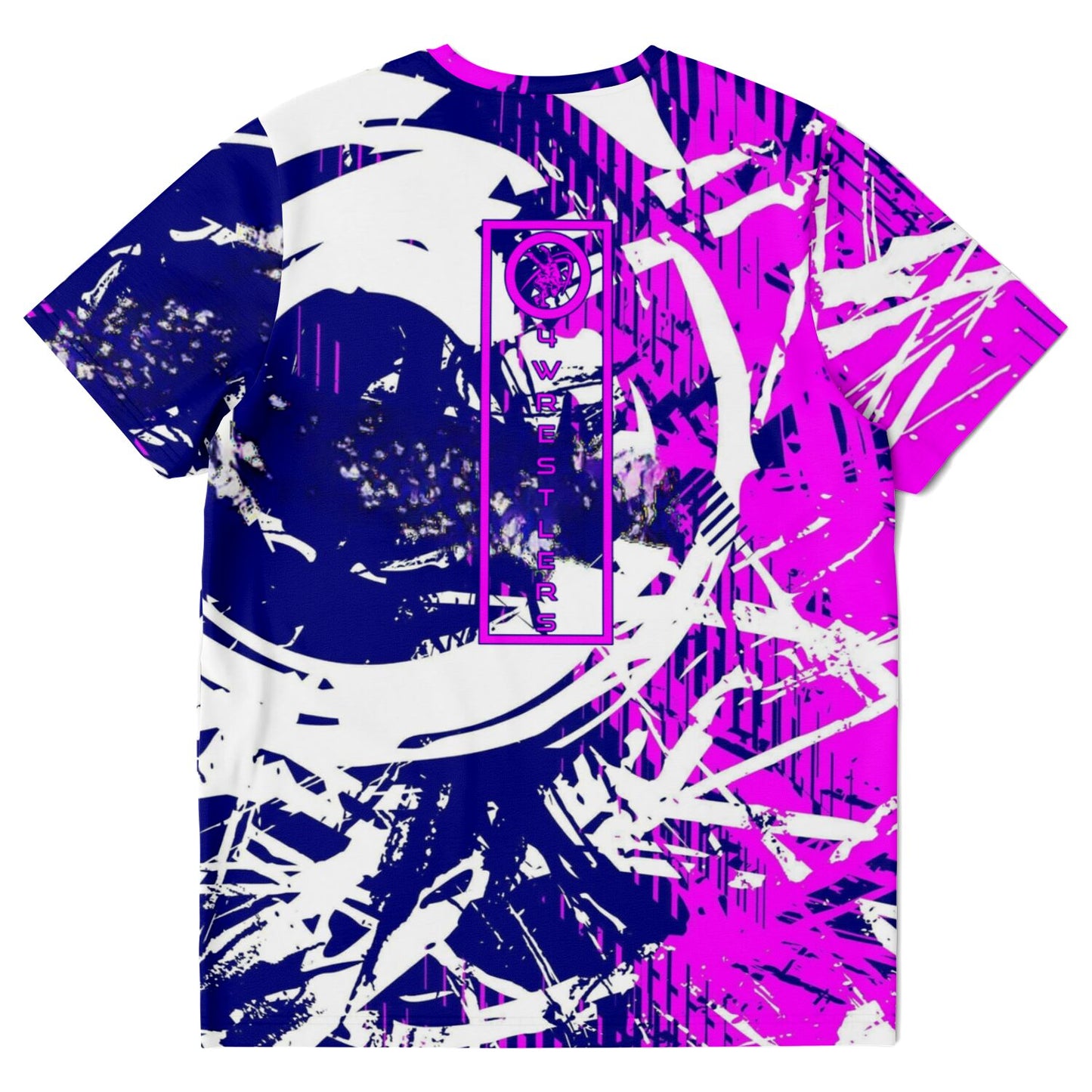 4Wrestlers Purple and White Abstract All Over Print Premium T-shirt