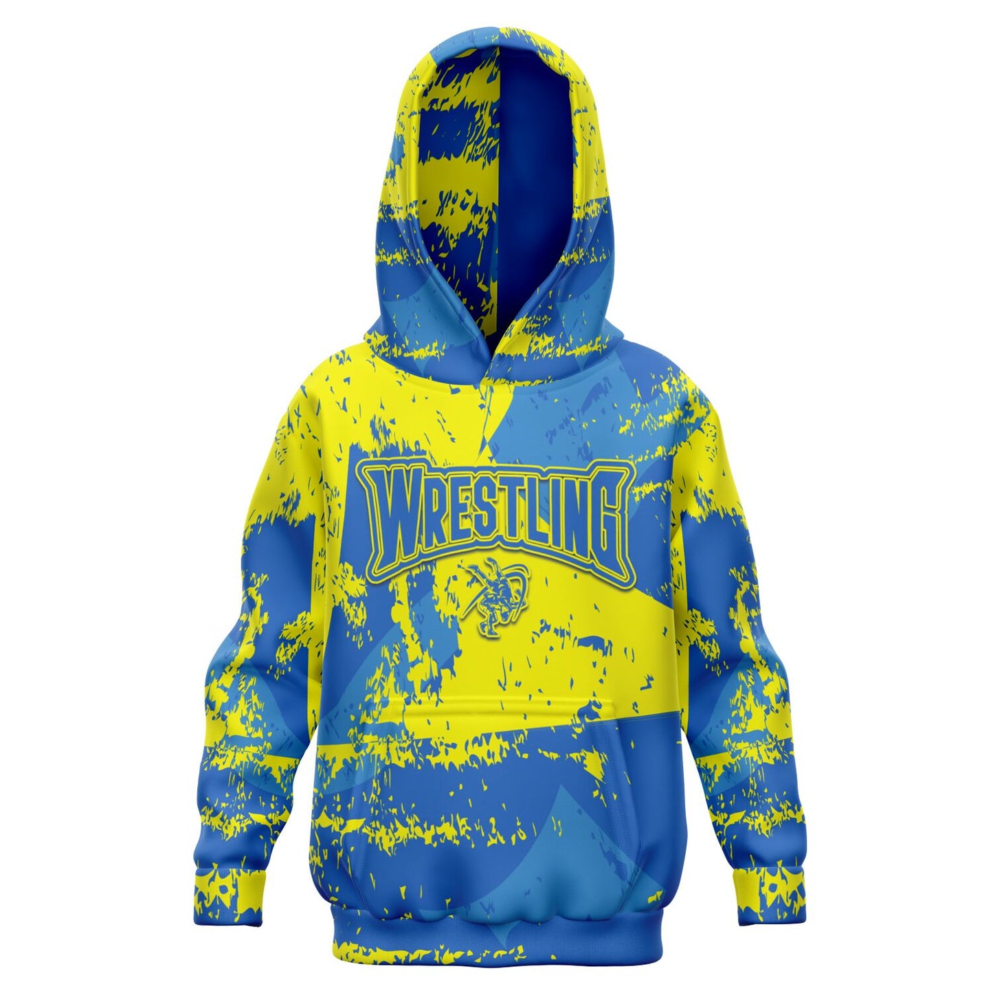 4Wrestlers Youth Wrestling Blue & Yellow Athletic Kids Hoodie - AOP