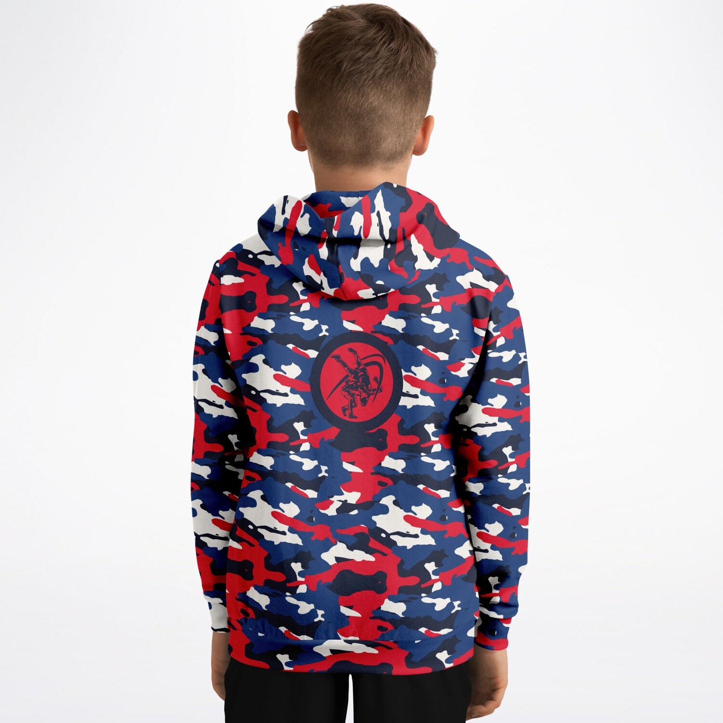 4Wrestlers Patriotic Red White Blue Camo Youth Wrestling Athletic Kids Hoodie - AOP