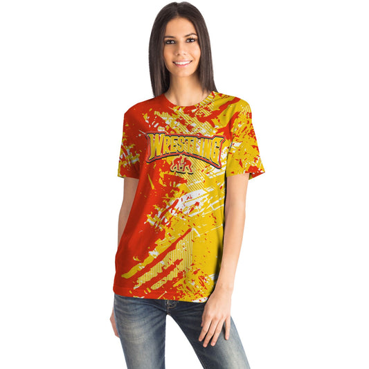 4Wrestlers Orange Peel Abstract Womens Wrestling All Over Print T-shirt