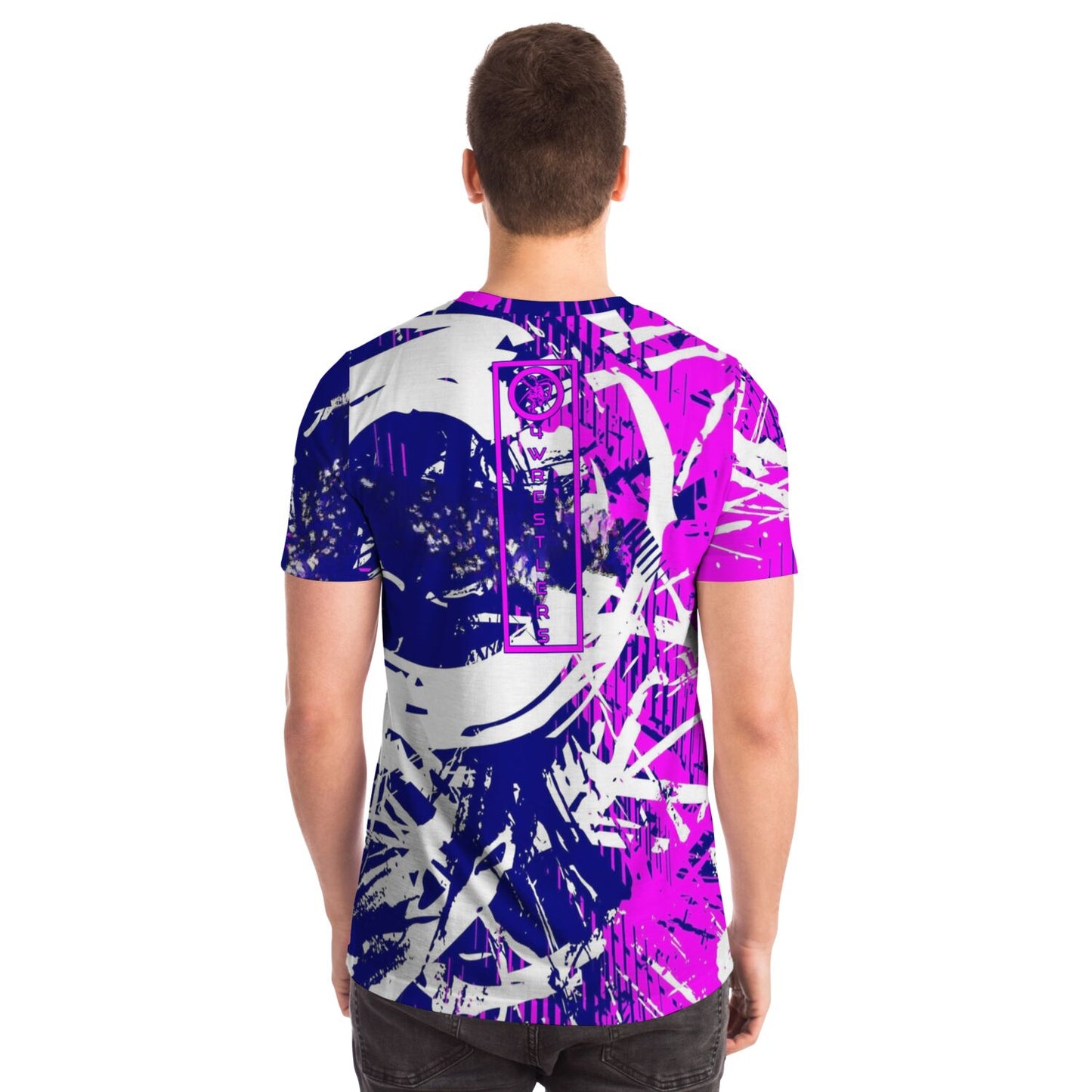 4Wrestlers Purple and White Abstract All Over Print Premium T-shirt