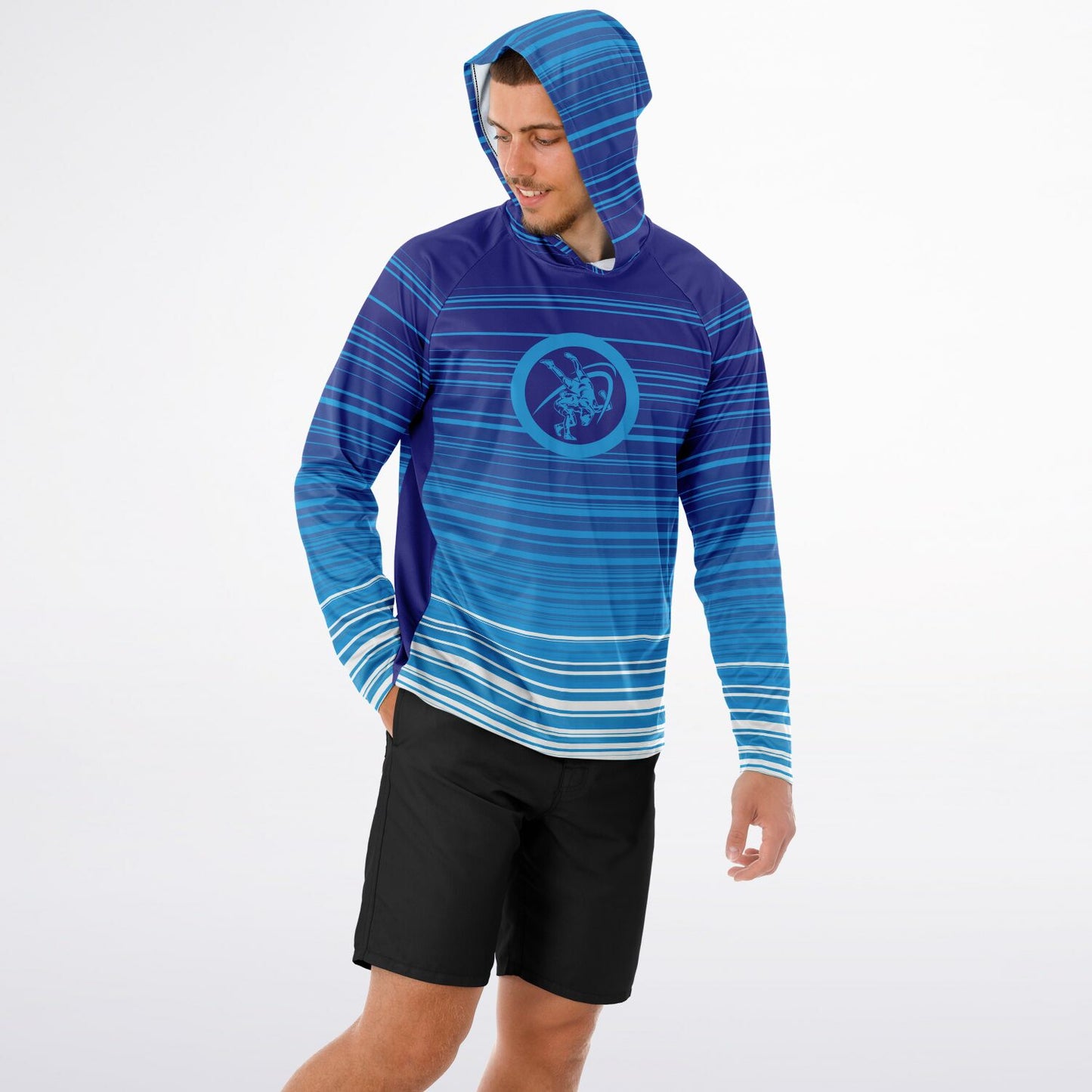 4Wrestlers 24-7 Wrestling Men's Long Sleeve Hooded Performance Shirt - AOP