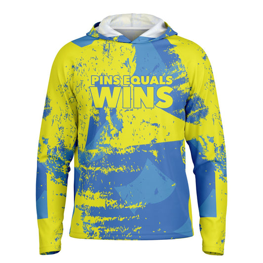 4Wrestlers Pins Equals Wins Men's Wrestling Long Sleeve Hooded Performance Shirt - AOP
