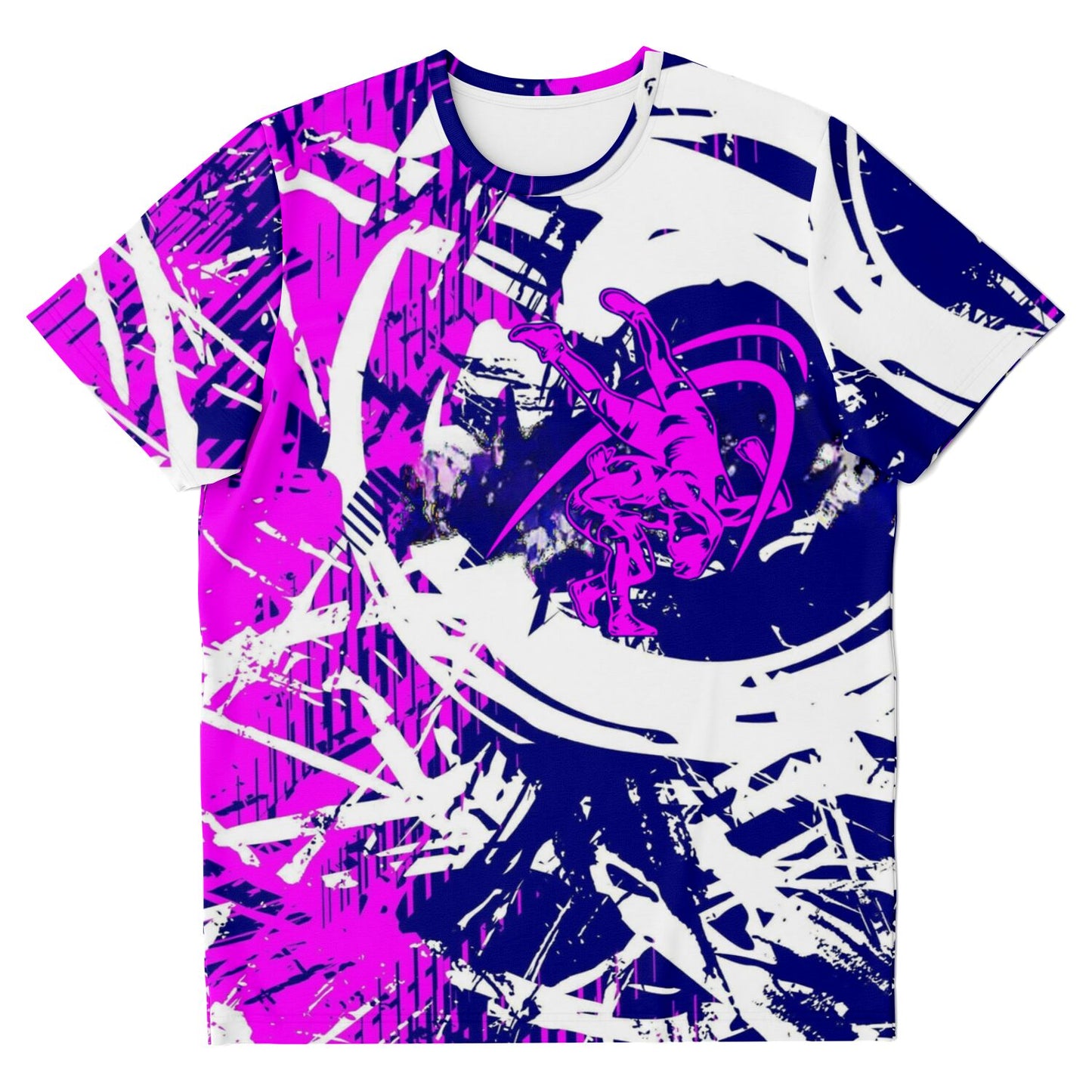 4Wrestlers Purple and White Abstract All Over Print Premium T-shirt