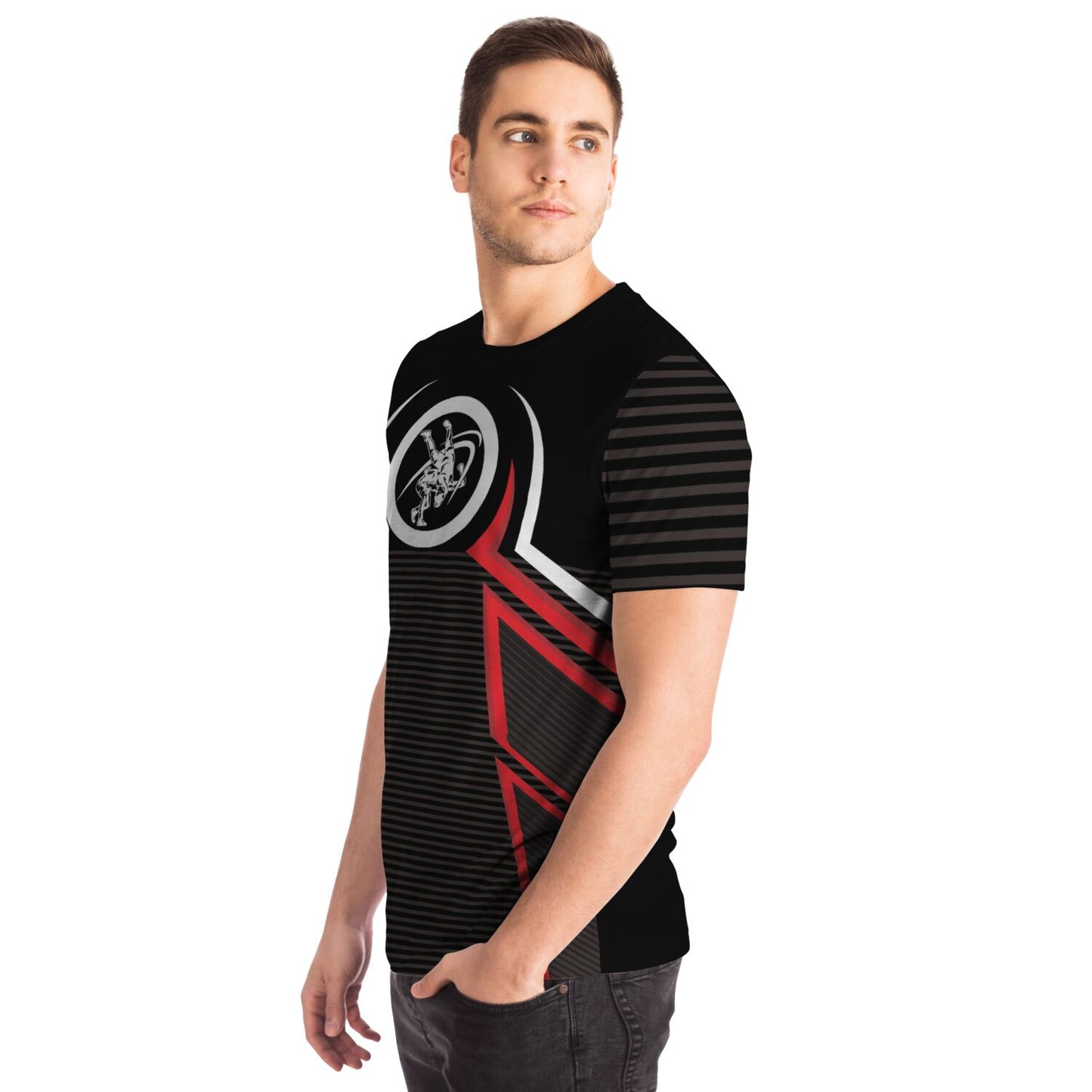 4Wrestlers Red, White and Black All Over Print Premium T-shirt
