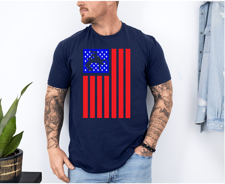American Flag Wrestling Team Gift for a Wrestler Coach Unisex Softstyle Freestyle Wrestling T-Shirt Gender Neutral Tee