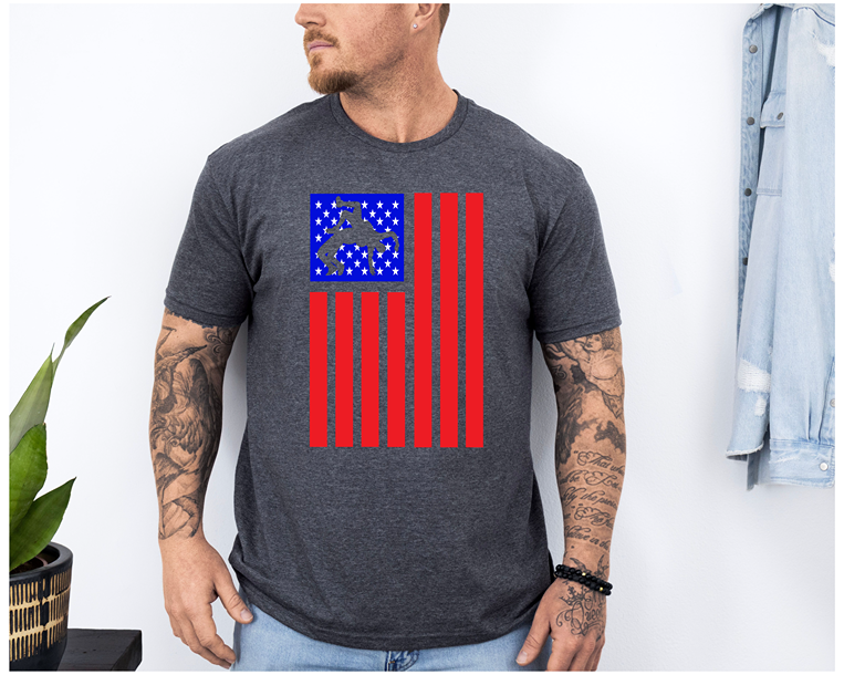 American Flag Wrestling Team Gift for a Wrestler Coach Unisex Softstyle Freestyle Wrestling T-Shirt Gender Neutral Tee