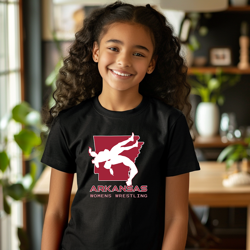 Arkansas Women Wrestling Junior High School Girls Wrestler Team Youth Freestyle Wrestling T-Shirt Kids Wrestler Tee