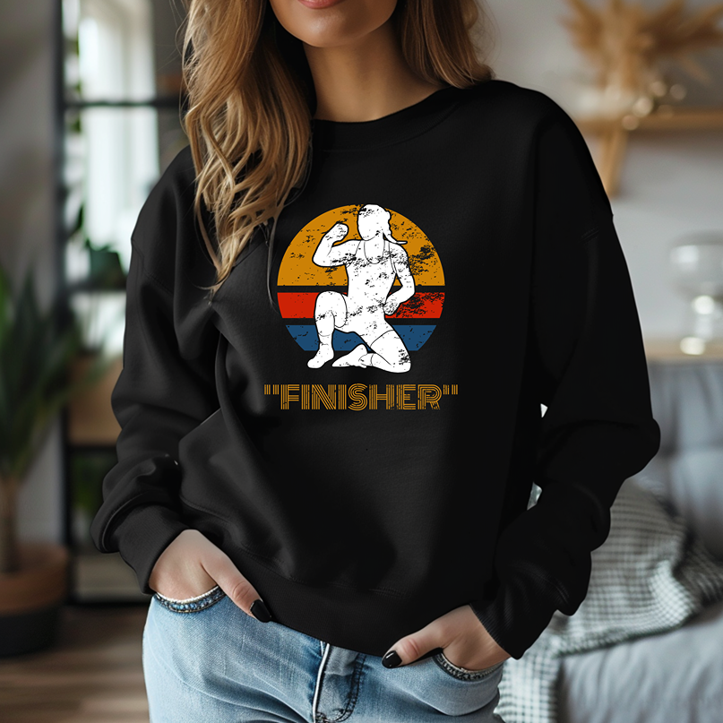 Retro Sunset Style Women Freestyle Wrestler Wrestling Mom Warm Cozy Comfortable Unisex Crewneck Sweatshirt
