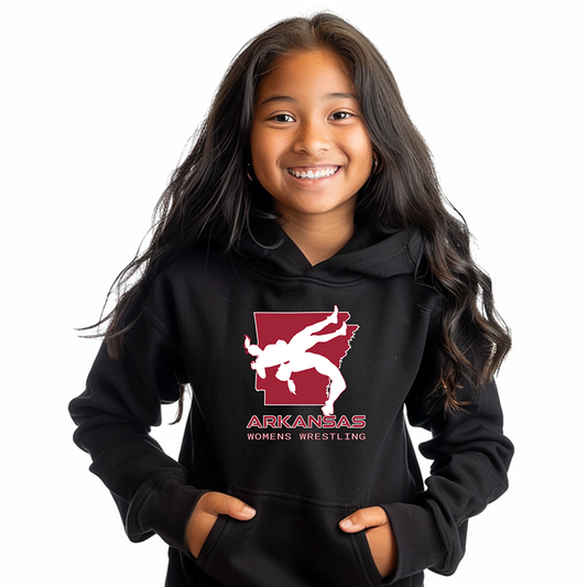 Arkansas Tween Wrestling High School Girls Wrestler Team AR Youth Hoodie Heavy Blend Hooded Sweatshirt