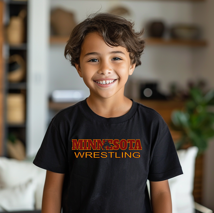 Minnesota Wrestling Freestyle Wrestler Gift State Pride MN graphic Kids Heavy Cotton™ Tee
