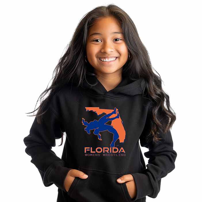 Florida Tween Wrestling Girls High School Wrestler Team Gift Youth Hoodie Heavy Blend Hooded Sweatshirt