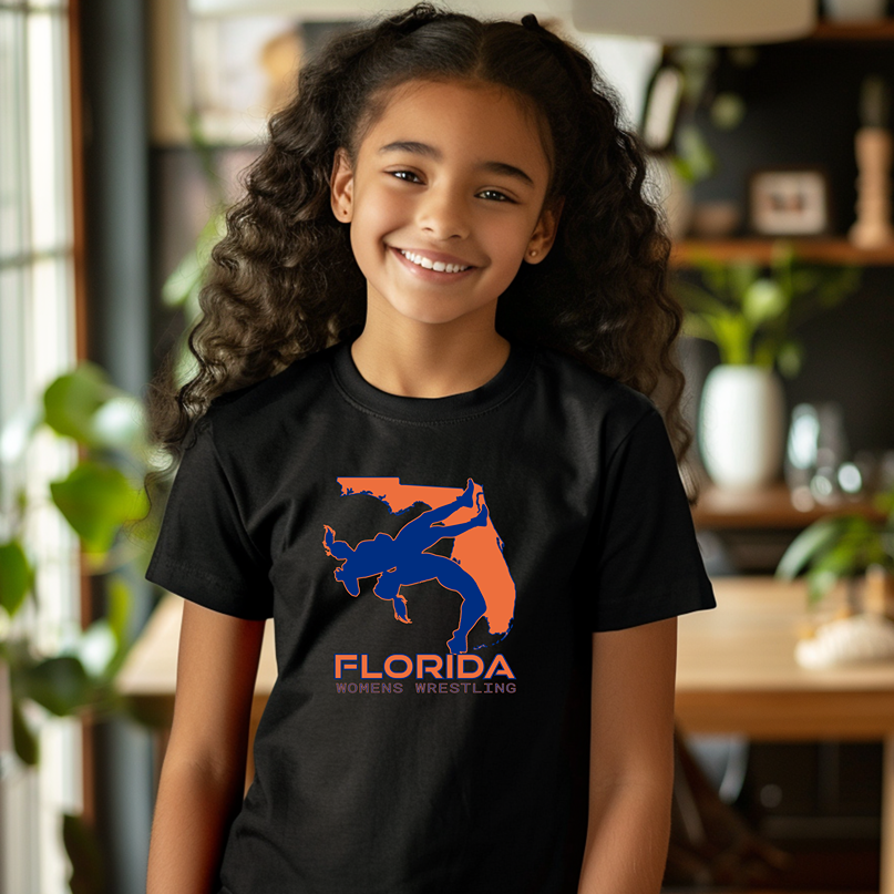 Florida Women Wrestling Girls Junior High School Wrestler Team Youth Freestyle Wrestling T-Shirt Kids Wrestler Tee