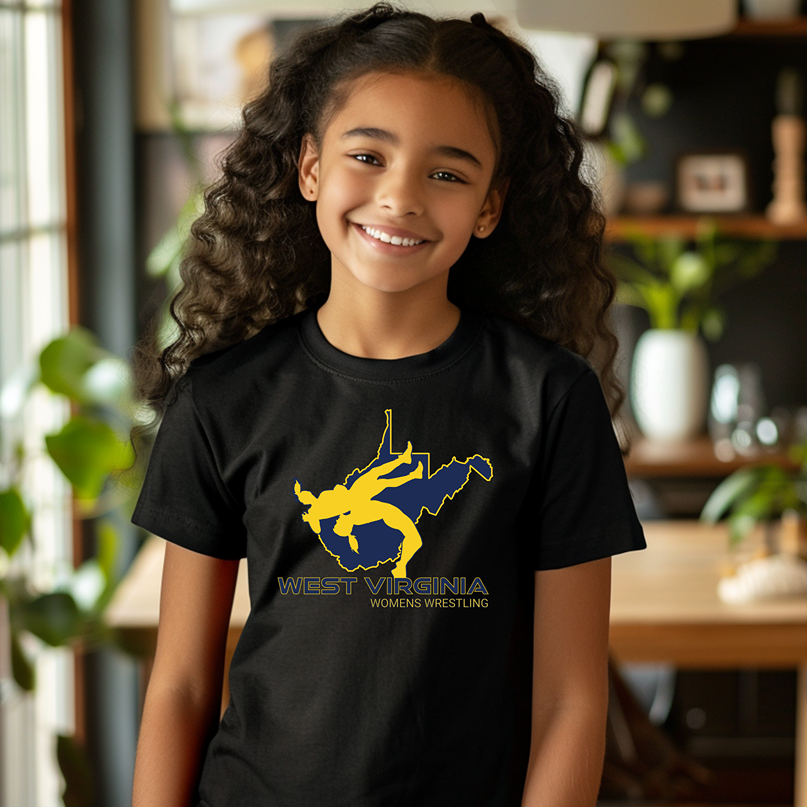 West Virginia Girls Wrestling Junior High School Female Wrestler Team Youth Freestyle Wrestling T-Shirt Kids Wrestler Tee