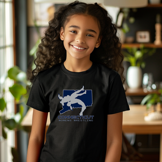 Connecticut Girls Wrestling Junior High School Wrestler Team Youth Freestyle Wrestling T-Shirt Kids Wrestler Tee