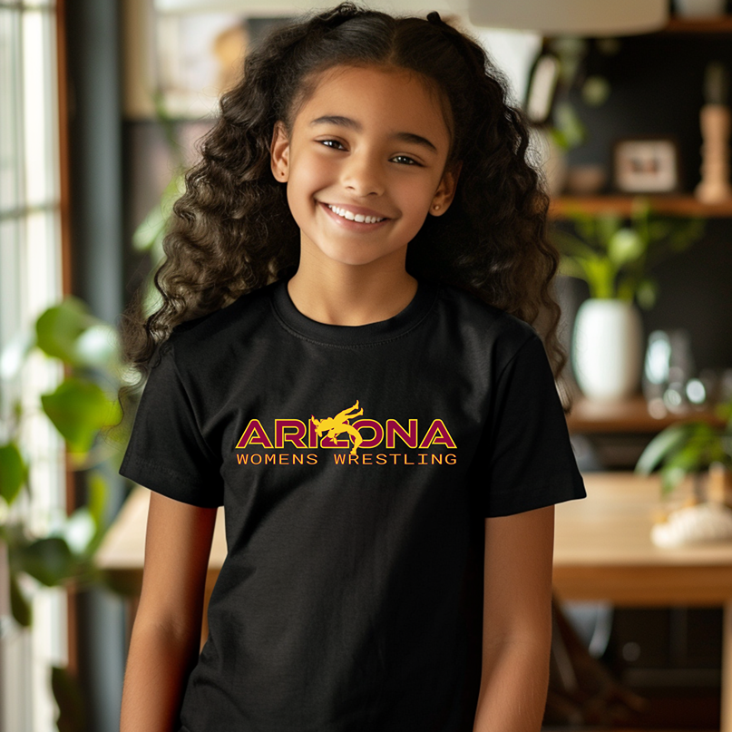 Arizona Wrestling Girls Junior High School Wrestler Team Youth Freestyle Wrestling T-Shirt Kids Wrestler Tee
