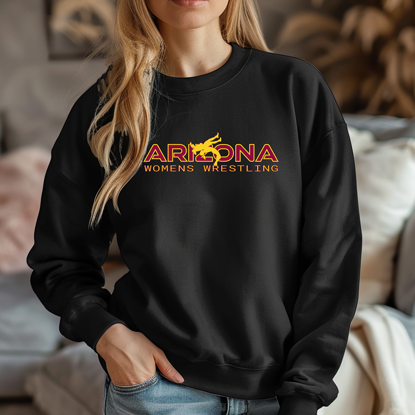Arizona Women Wrestling Girl High School Wrestler Team Warm Cozy Comfortable Unisex Crewneck Sweatshirt