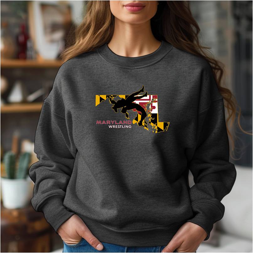 Maryland High School Girls Wrestling Marylander State Flag Warm Cozy Comfortable Unisex Crewneck Sweatshirt