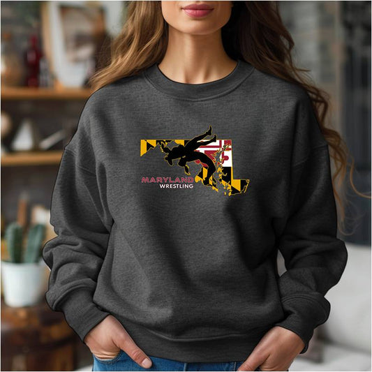 Maryland High School Girls Wrestling Marylander State Flag Warm Cozy Comfortable Unisex Crewneck Sweatshirt