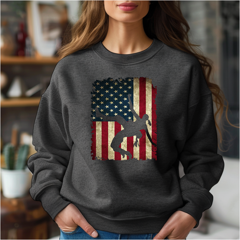 Patriotic Wrestling American Flag Female Wrestler Warm Cozy Comfortable Unisex Crewneck Sweatshirt