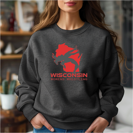 Wisconsin Women Wrestling Girl High School Wrestler Team Warm Cozy Comfortable Unisex Crewneck Sweatshirt